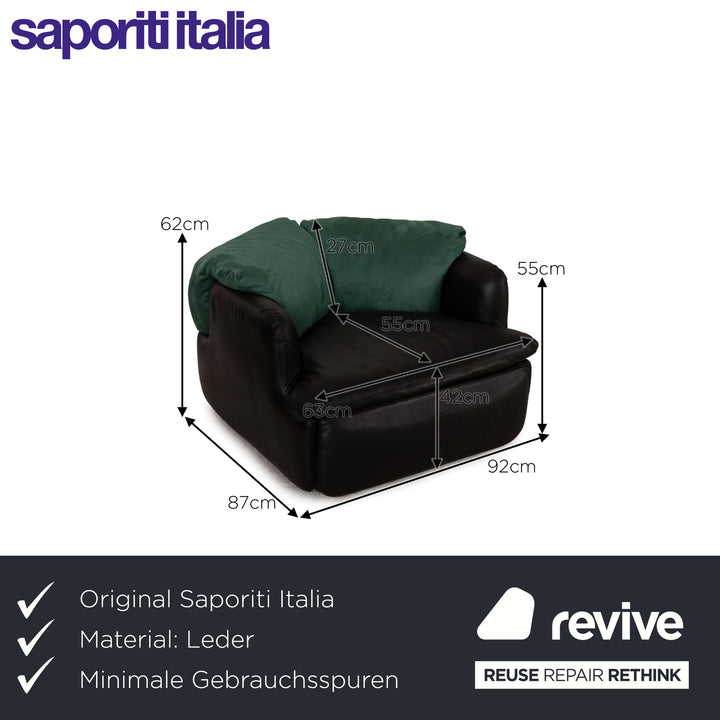 Saporiti Italia Confidential Leder Sessel Schwarz by Alberto Rosselli Teilneubezug