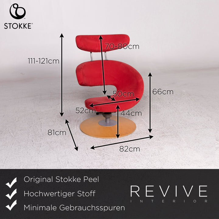 Fauteuil en microfibre Varier Peel rouge avec tabouret fonction relax Olav Eldøy #10170