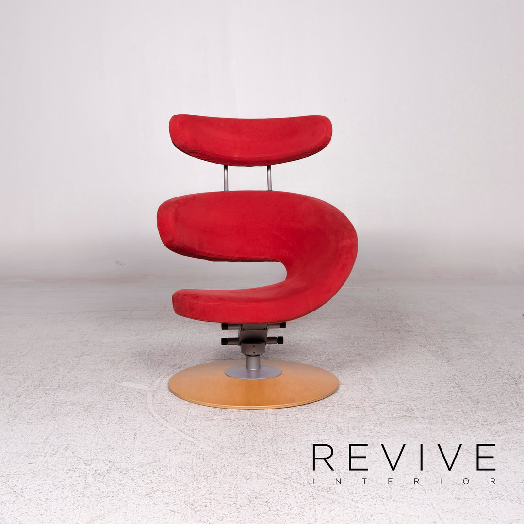 Fauteuil en microfibre Varier Peel rouge avec tabouret fonction relax Olav Eldøy #10170