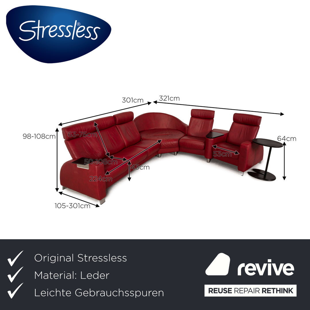 Stressless Arion Leather Corner Sofa Red Sofa Couch Function