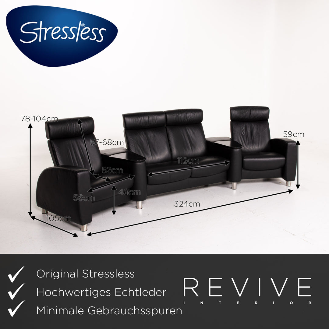 Stressless Arion canapé cuir noir quatre places fonction rangement #14305