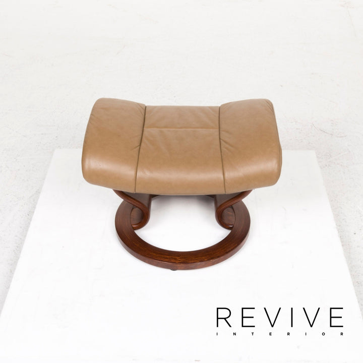 Tabouret en cuir Consul sans stress marron marron clair taille M fauteuil Relax fonction #12972