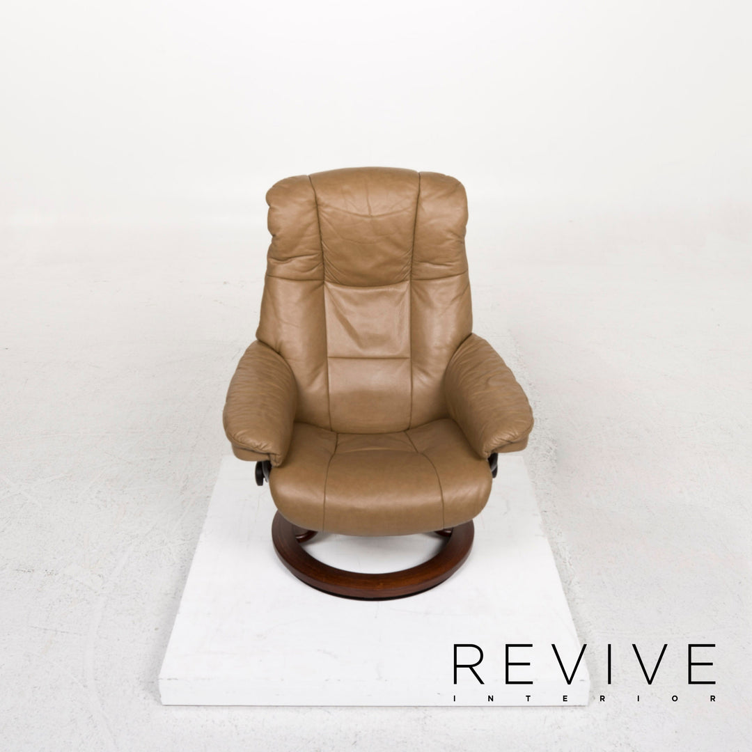 Tabouret en cuir Consul sans stress marron marron clair taille M fauteuil Relax fonction #12972