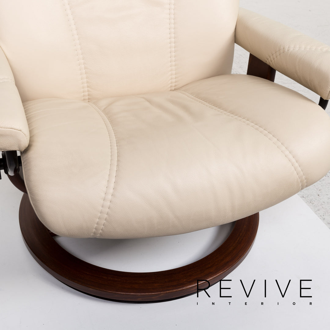 Stressless Consul leather armchair incl. stool cream relax function recliner stool #13132