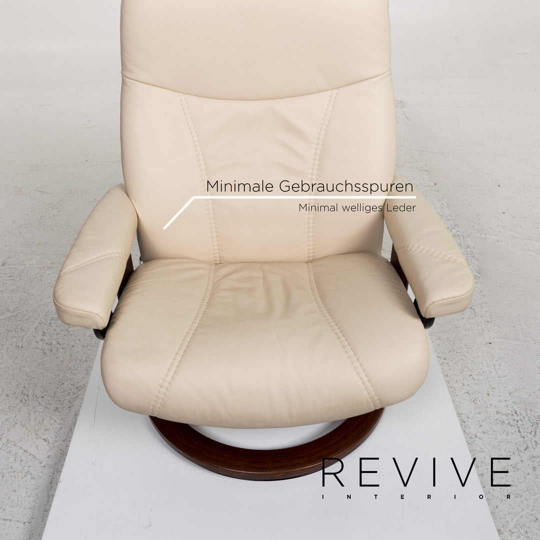 Stressless Consul leather armchair incl. stool cream relax function recliner stool #13132