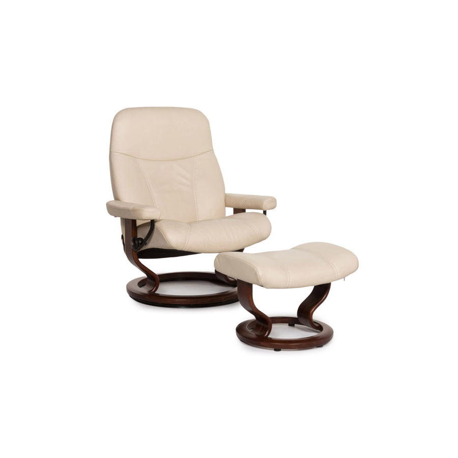 Stressless Consul leather armchair incl. stool cream relax function recliner stool #13132