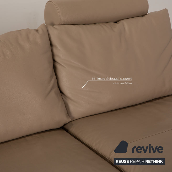 Stressless E 200 leather corner sofa beige greige sofa couch chaise longue right