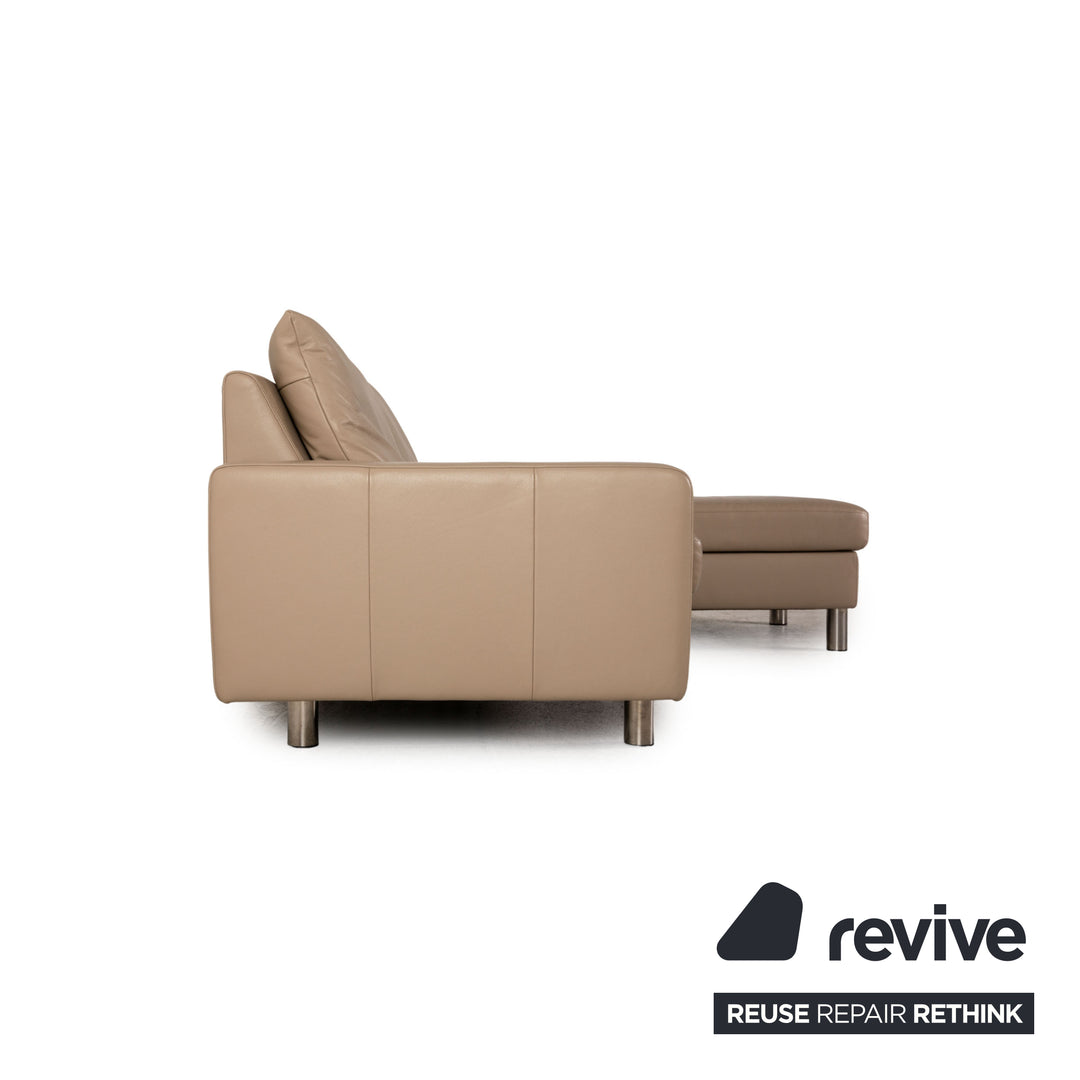 Stressless E 200 leather corner sofa beige greige sofa couch chaise longue right