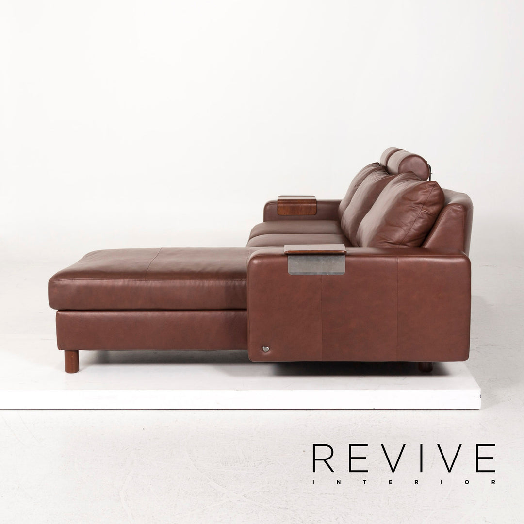 Stressless E 200 Leather Corner Sofa Brown Function Couch #12712