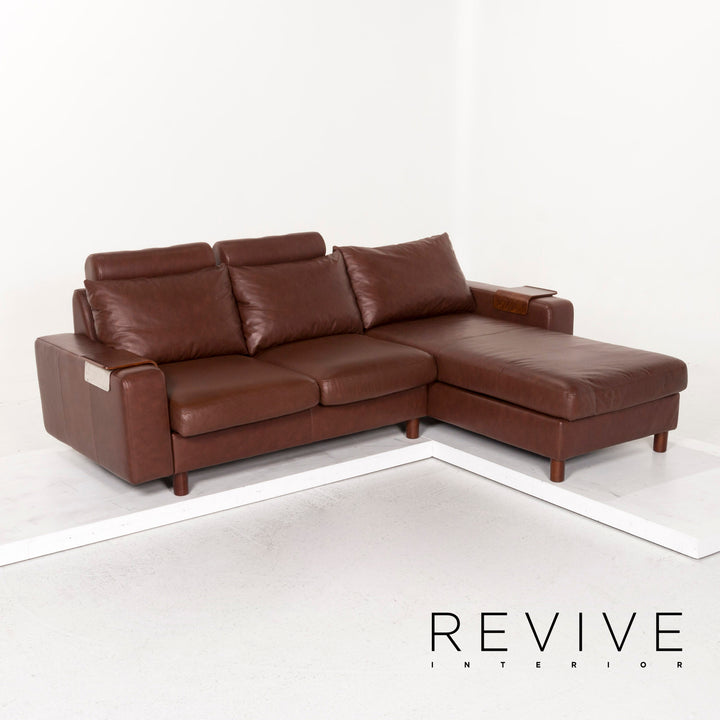 Stressless E 200 Leather Corner Sofa Brown Function Couch #12712