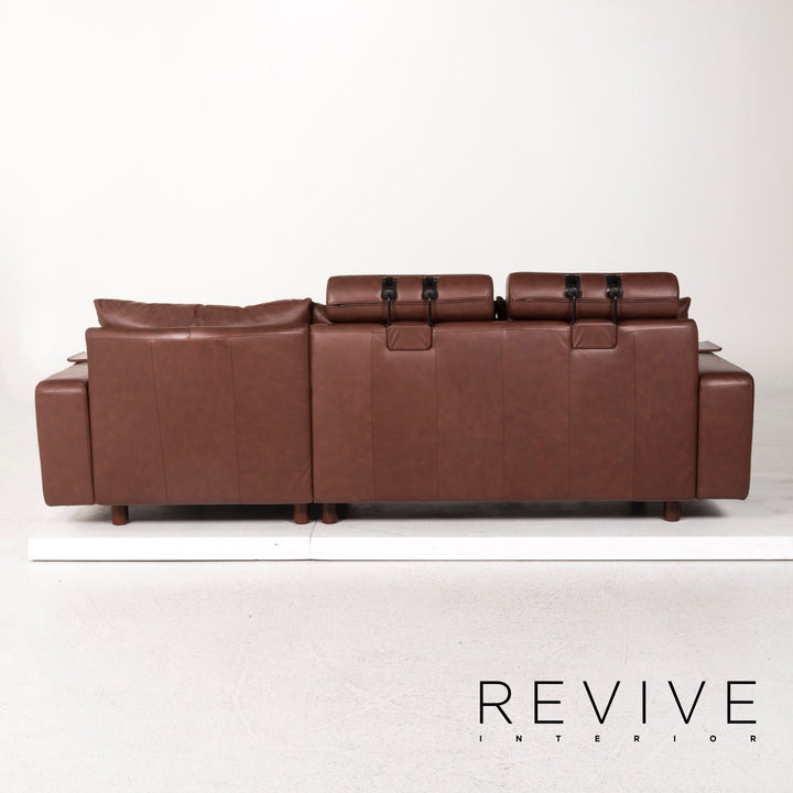 Stressless E 200 Leather Corner Sofa Brown Function Couch #12712