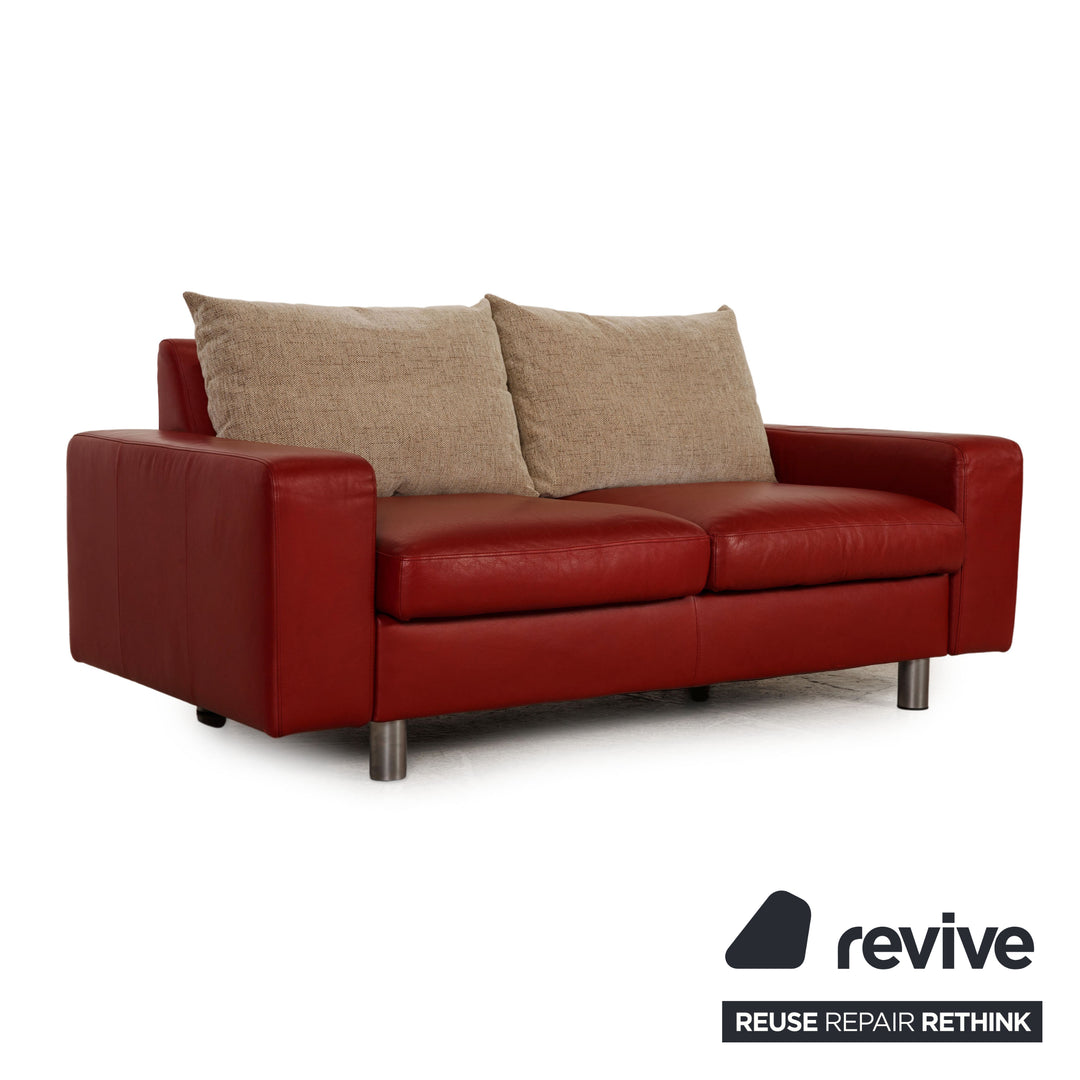 Stressless E600 Leather Sofa Red Two seater couch