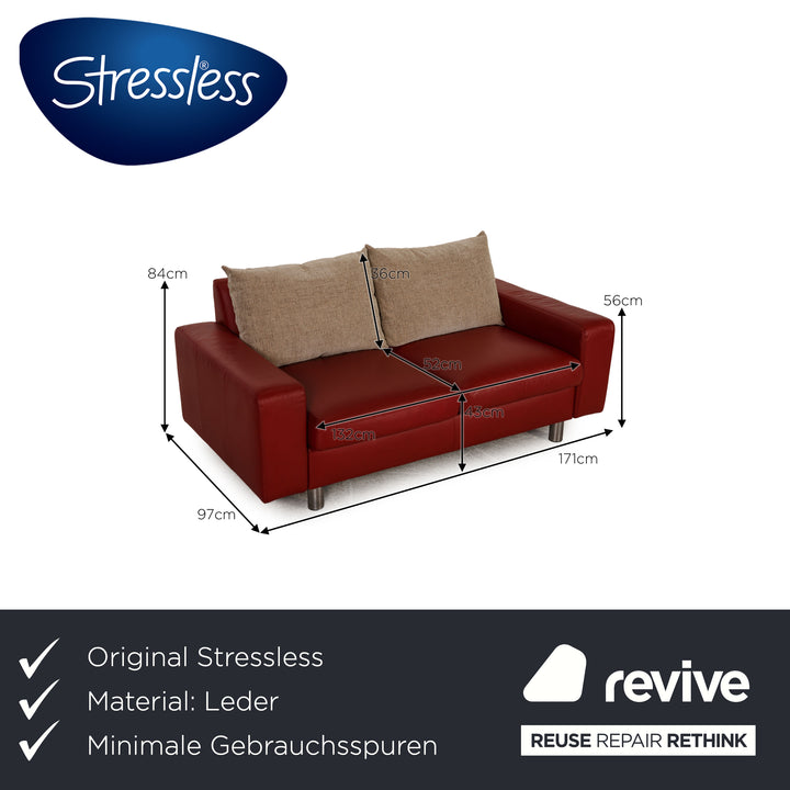 Stressless E600 Leather Sofa Red Two seater couch