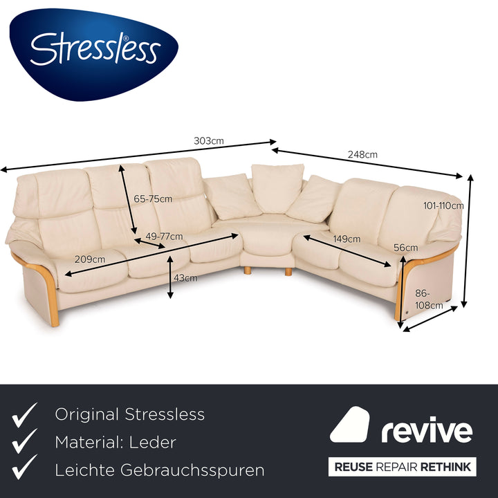 Stressless Eldorado Leather Cream Corner Sofa