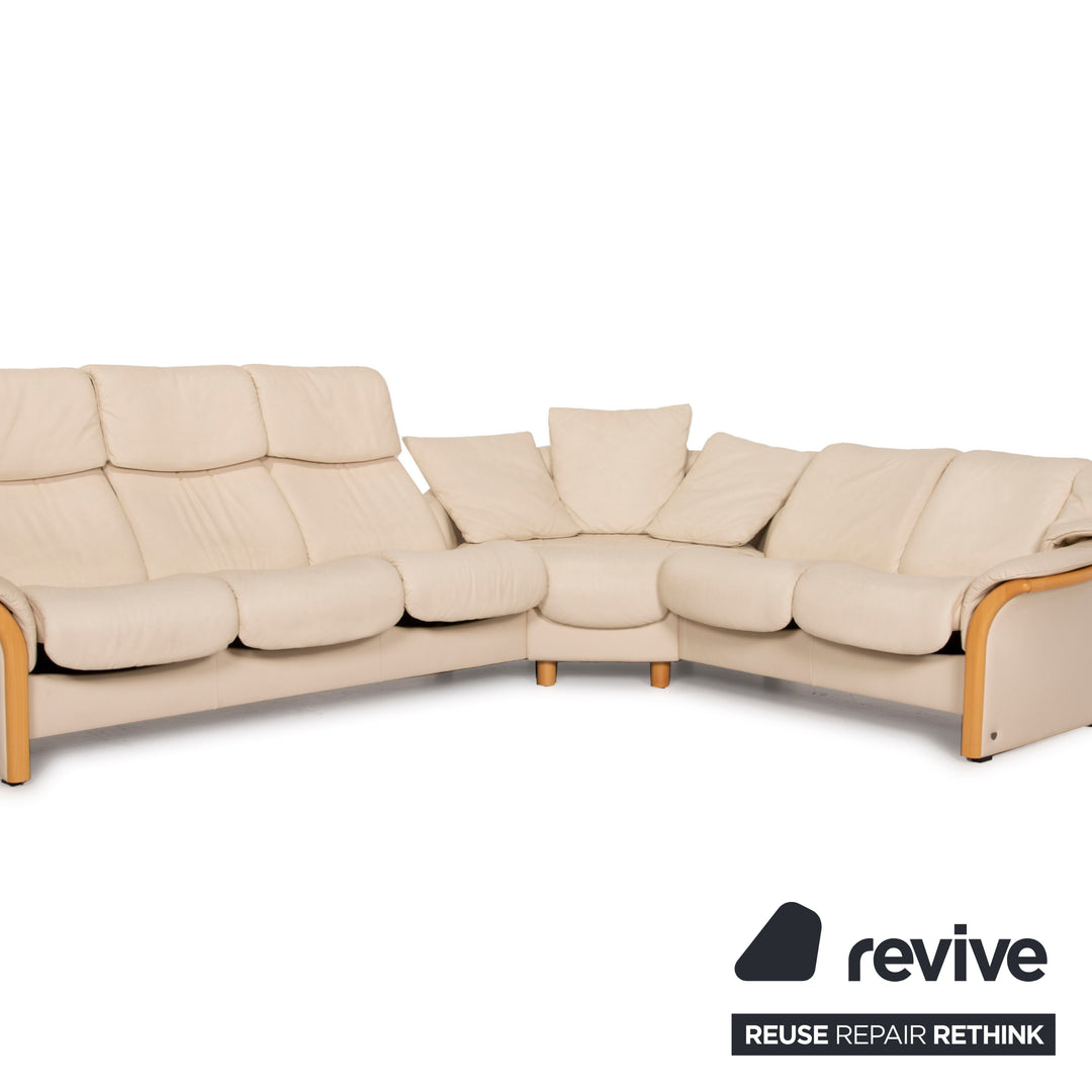 Stressless Eldorado Leather Cream Corner Sofa