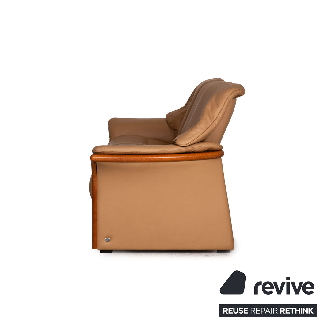 Stressless Eldorado Leder Sofa Beige Dreisitzer Couch