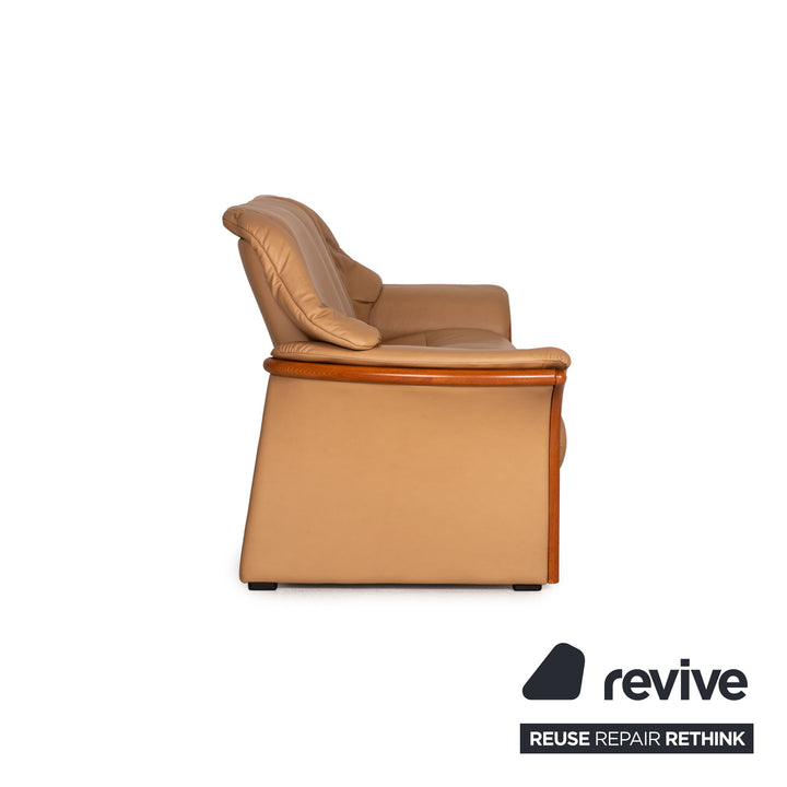 Stressless Eldorado Leder Sofa Beige Dreisitzer Couch