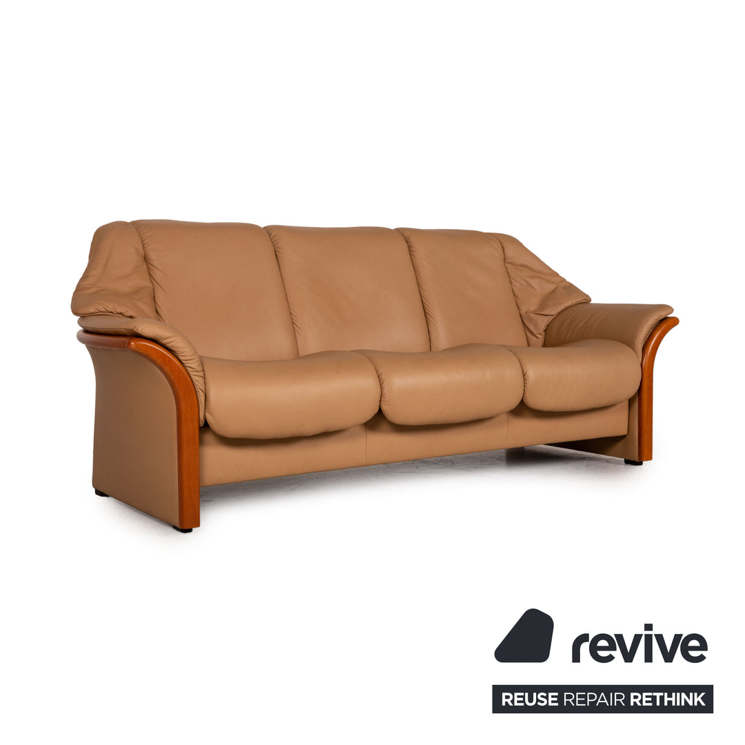 Stressless Eldorado Leder Sofa Beige Dreisitzer Couch