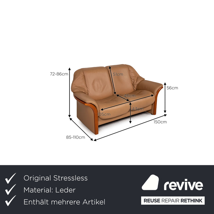Stressless Eldorado Leder Sofa Beige Dreisitzer Couch