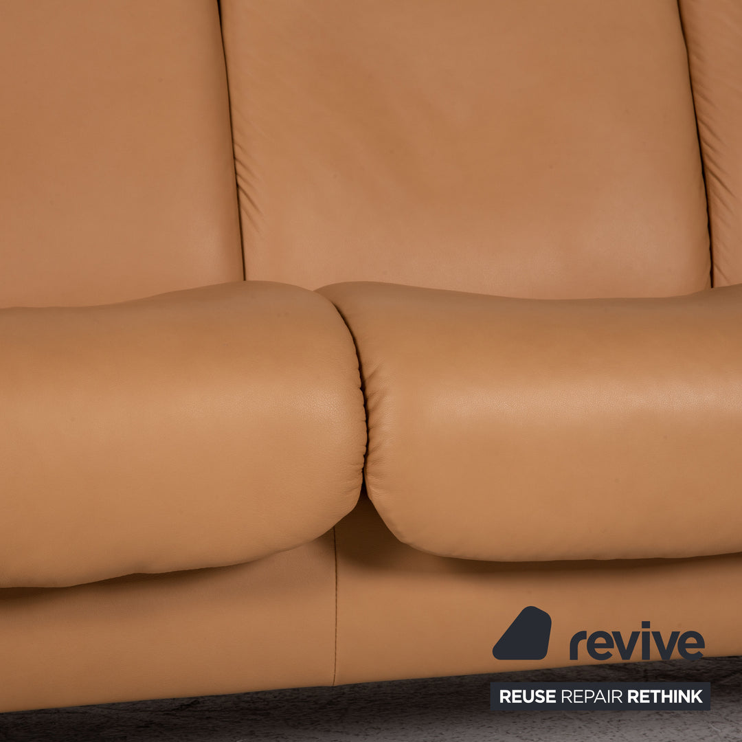 Stressless Eldorado Leder Sofa Beige Dreisitzer Couch