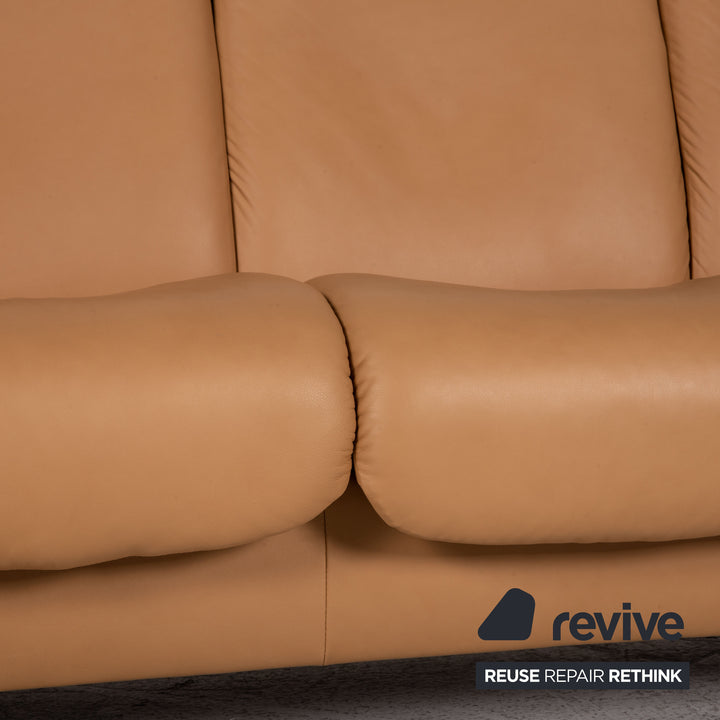 Stressless Eldorado Leder Sofa Beige Dreisitzer Couch