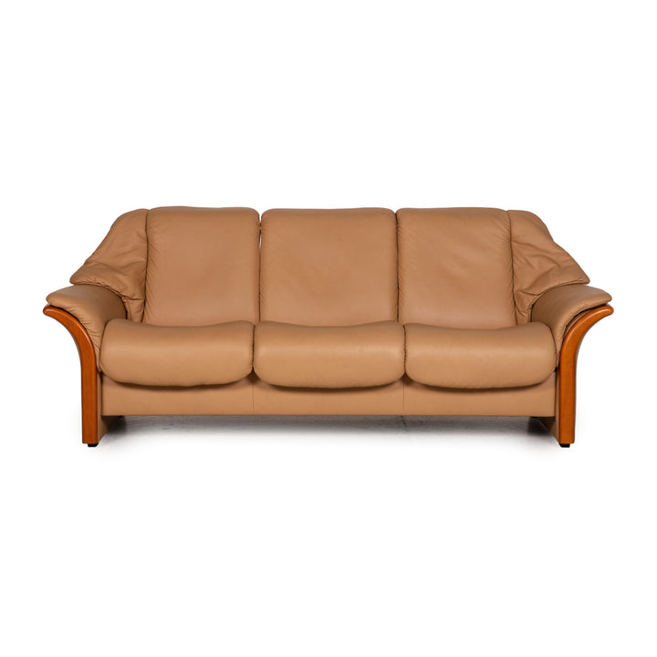 Stressless Eldorado Leder Sofa Beige Dreisitzer Couch