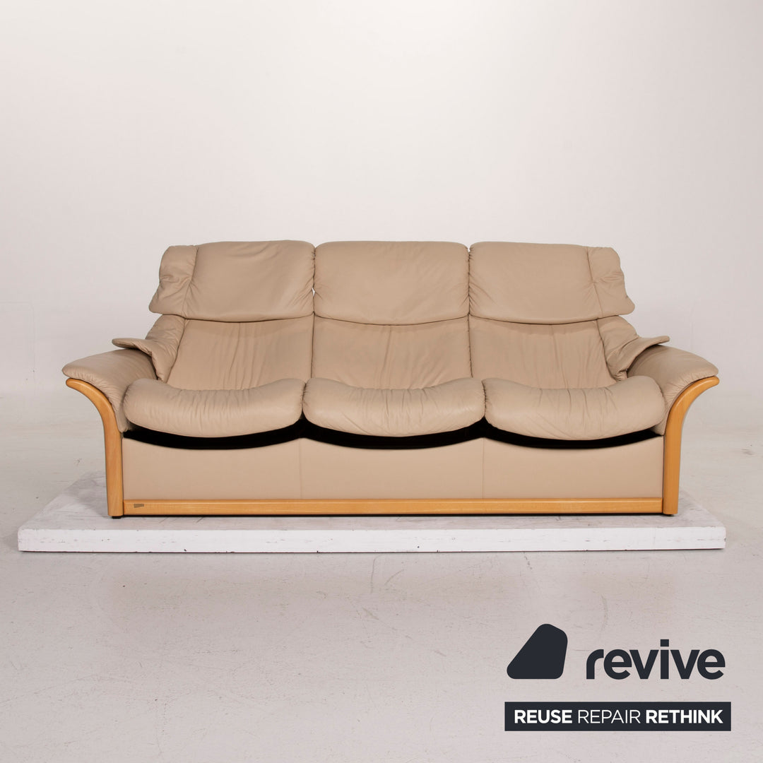Stressless Granada Leder Sofa Beige Dreisitzer #14914