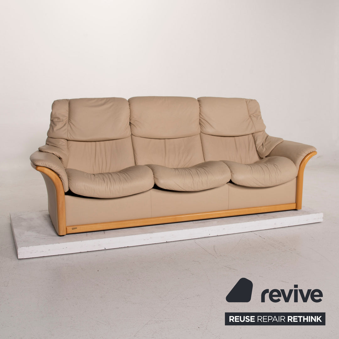 Stressless Granada Leder Sofa Beige Dreisitzer #14914
