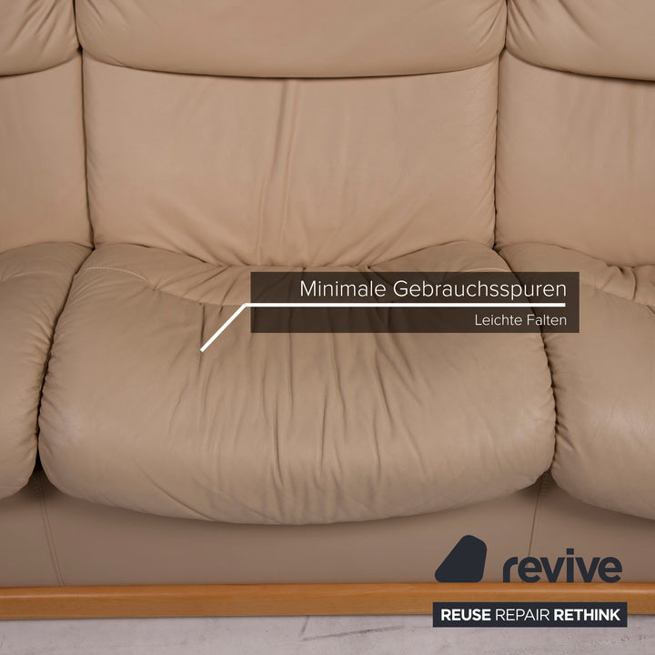 Stressless Granada Leder Sofa Beige Dreisitzer #14914