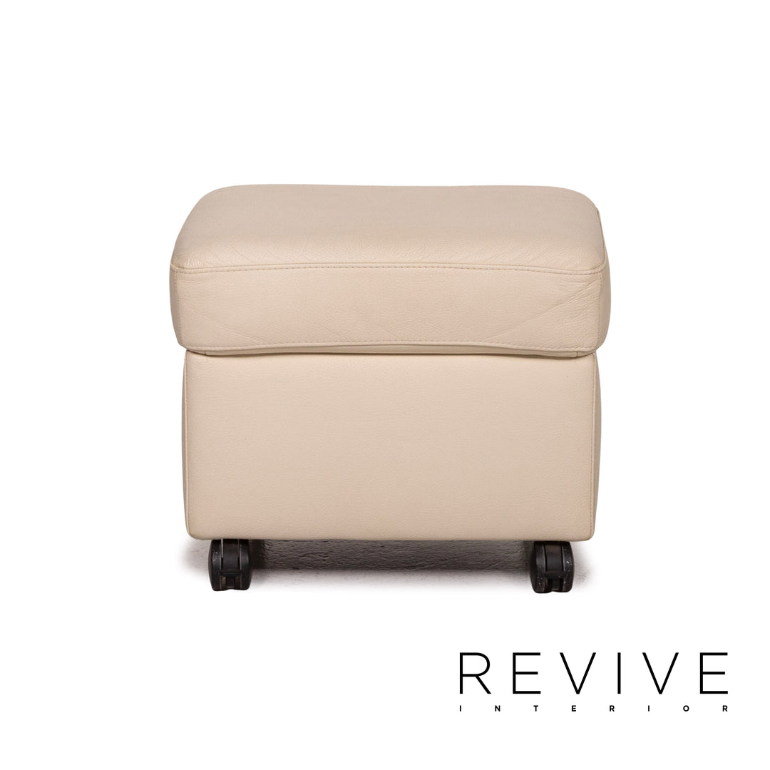 Tabouret en cuir Stressless crème pouf