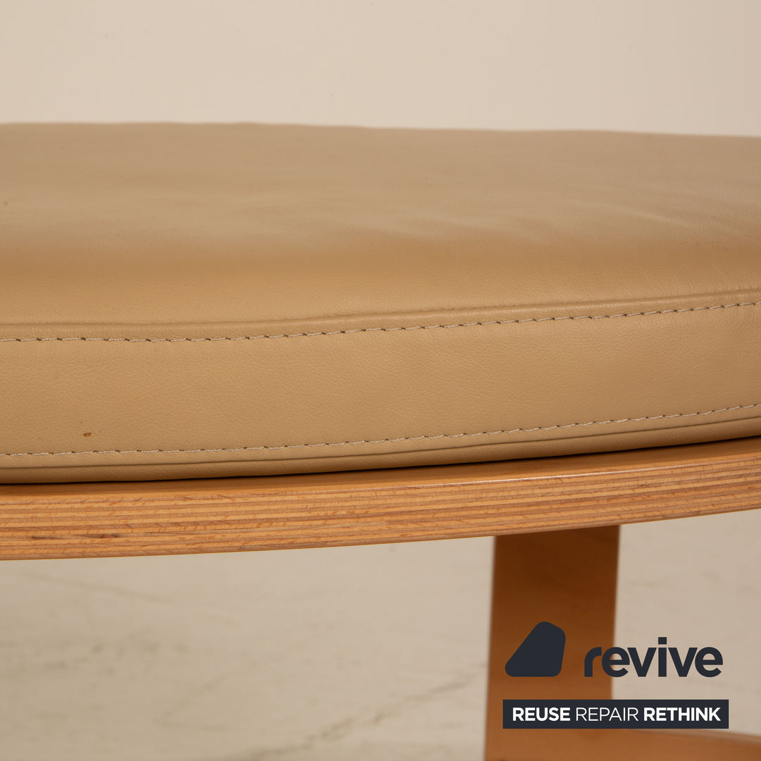 Stressless Leather Wood Coffee Table Cream Table Stool