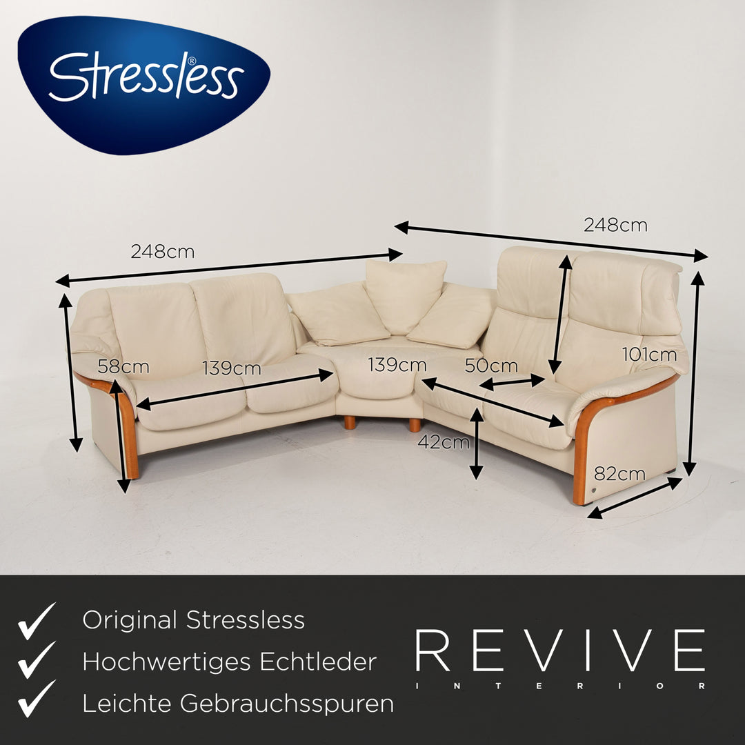 Stressless Leather Sofa Cream Corner Sofa #13989