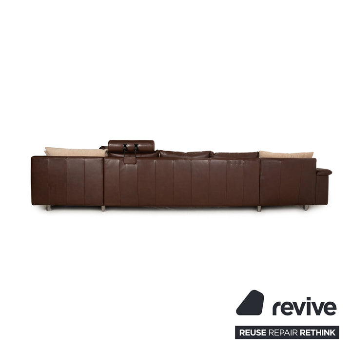 Stressless Leder Sofa Garnitur Braun Ecksofa Hocker  Recamiere Links Sofa Couch