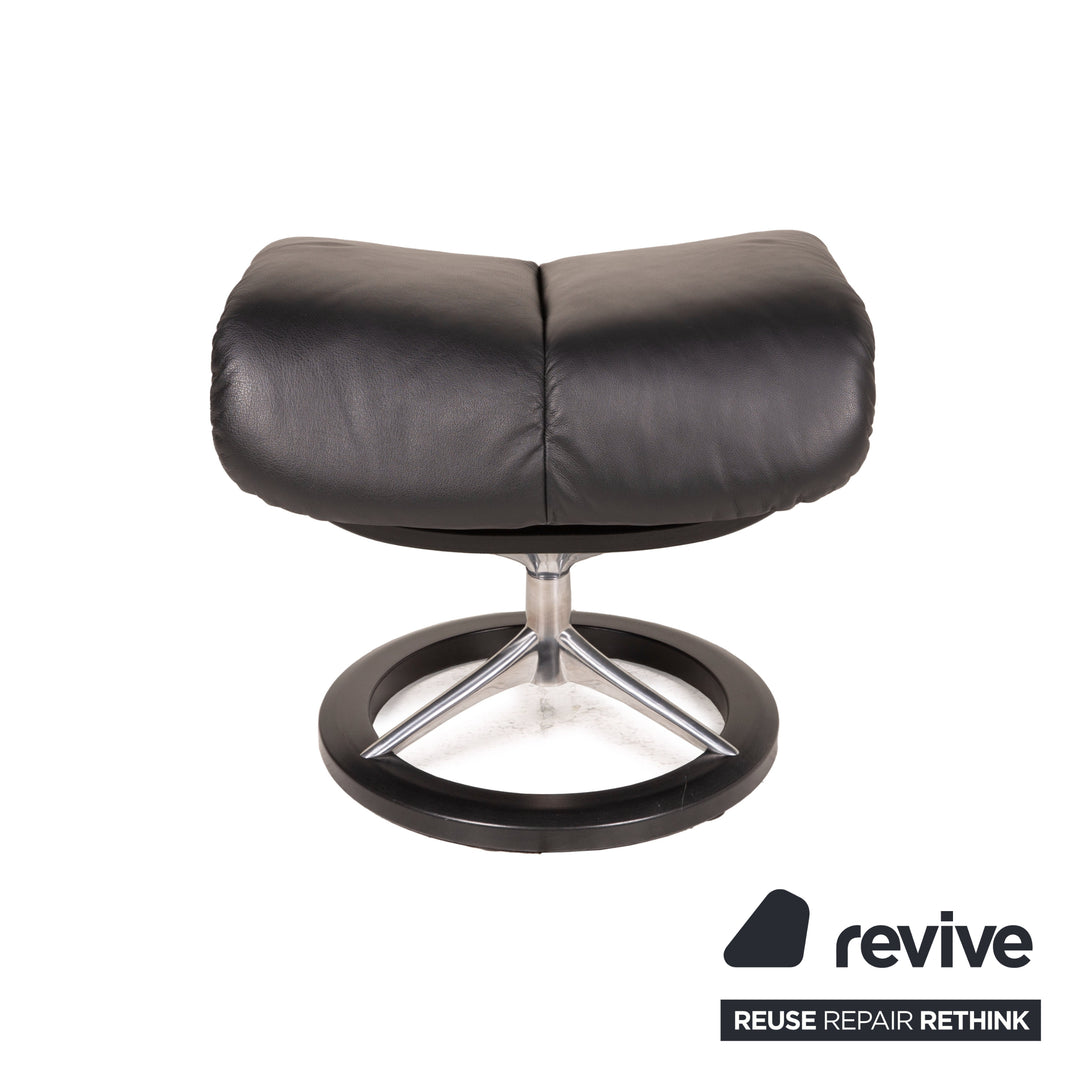 Fauteuil en cuir Stressless Magic noir avec tabouret chaise relax fonction taille L