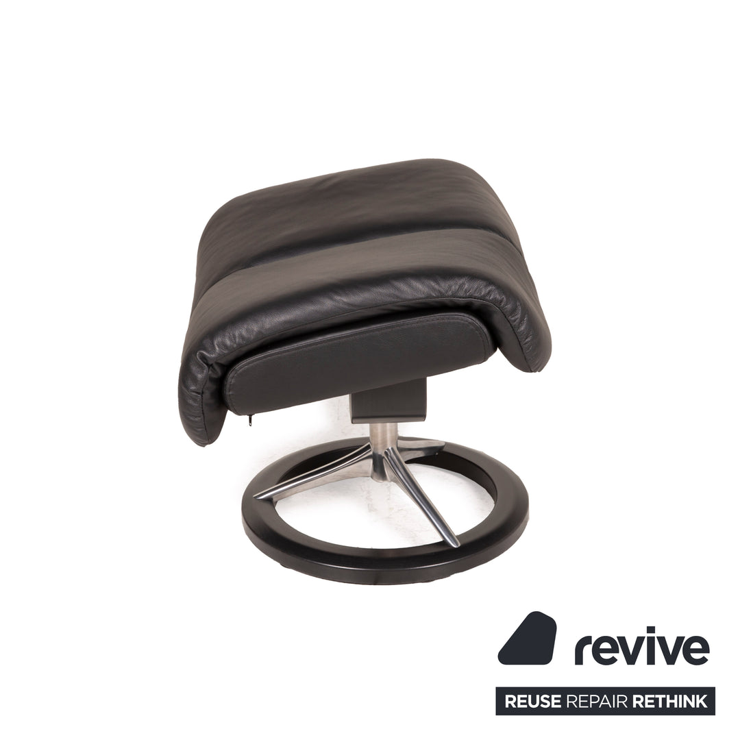 Fauteuil en cuir Stressless Magic noir avec tabouret chaise relax fonction taille L