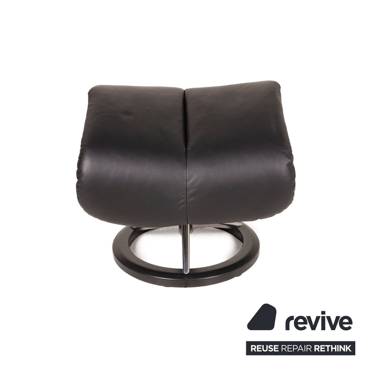 Fauteuil en cuir Stressless Magic noir avec tabouret chaise relax fonction taille L