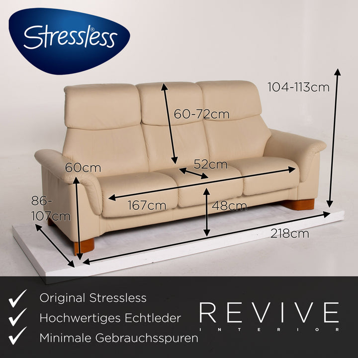 Stressless Paradise Leder Sofa Creme Dreisitzer Relaxfunktion #14424