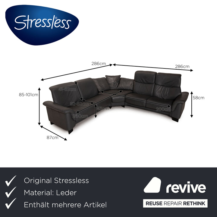 Stressless Paradise Leder Sofa Garnitur Grau Ecksofa Hocker