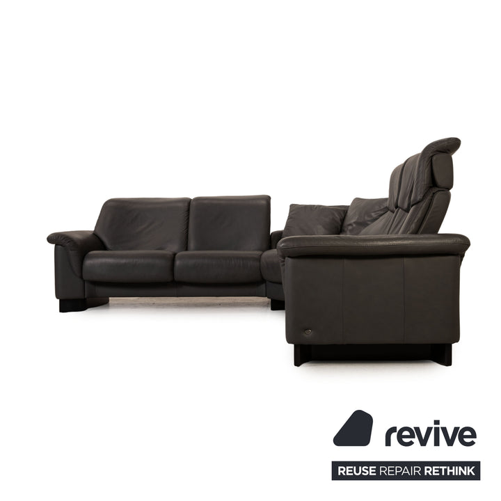 Stressless Paradise Leder Sofa Garnitur Grau Ecksofa Hocker