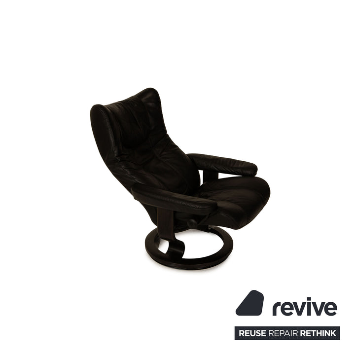 Stressless Wing Leder Sessel Schwarz Größe S inkl. Hocker