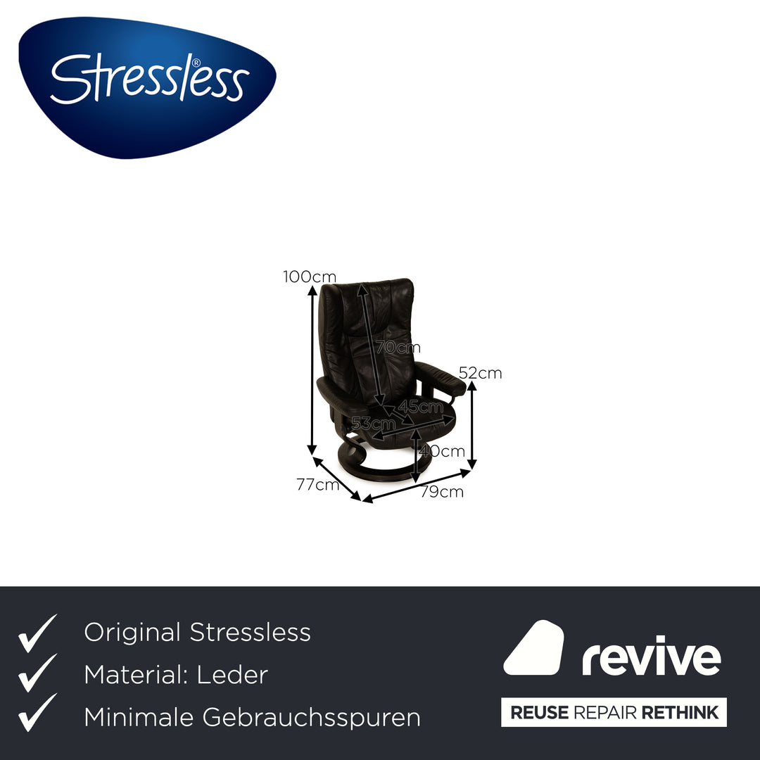 Stressless Wing Leder Sessel Schwarz Größe S inkl. Hocker