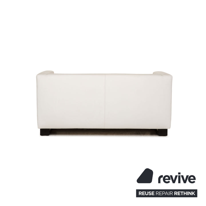 Tecta Gropius Leather Two Seater White Wood Sofa Couch