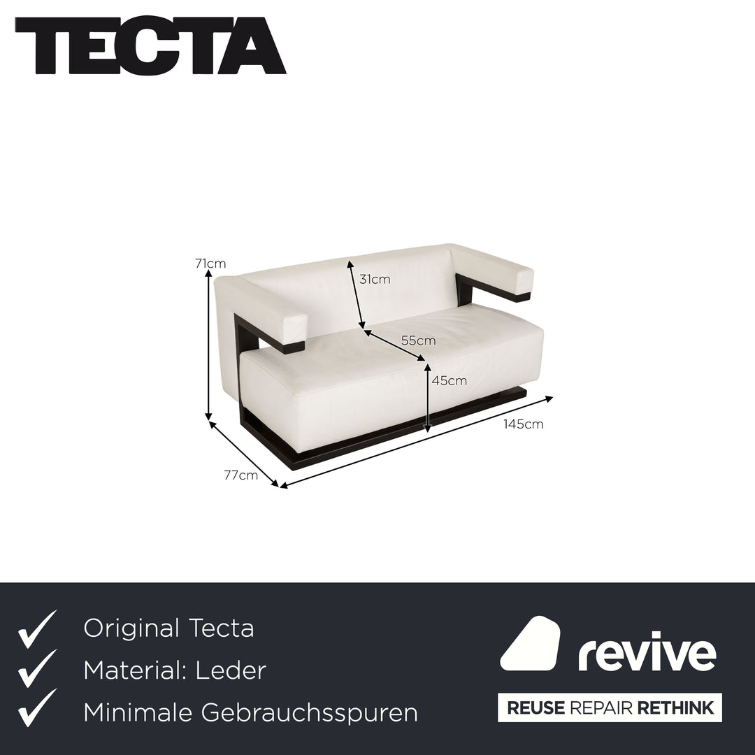 Tecta Gropius Leather Two Seater White Wood Sofa Couch