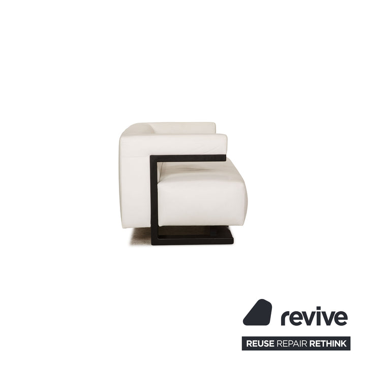 Tecta Gropius Leather Two Seater White Wood Sofa Couch