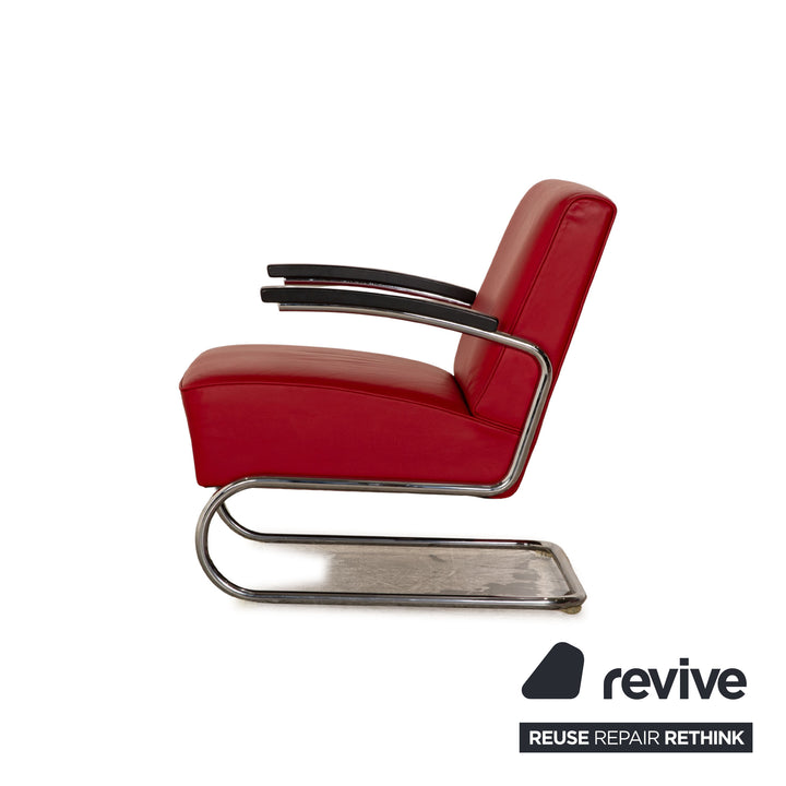 Thonet S411 Leder Sessel Rot Freischwinger