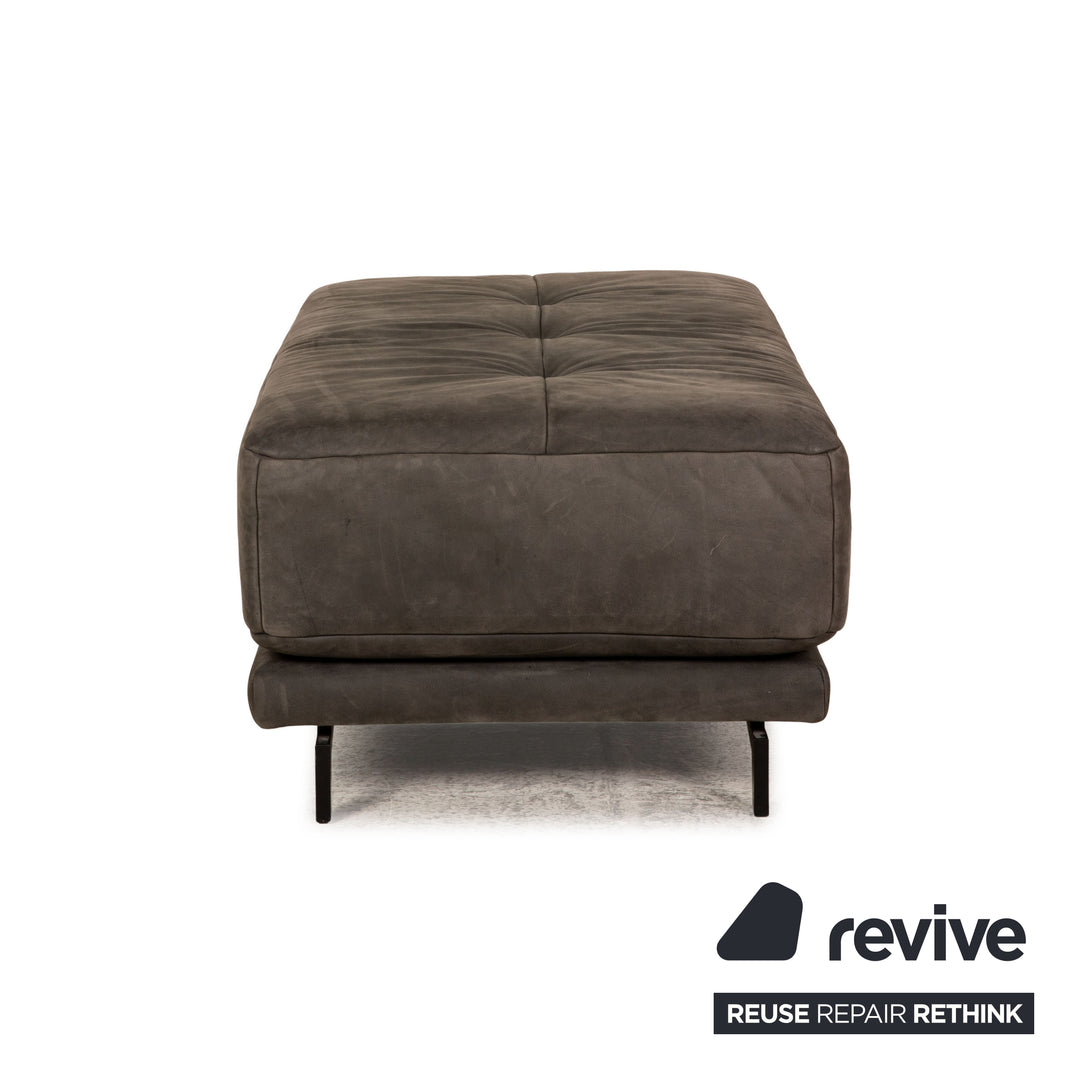 Tommy M by Machalke St. Barth Leder Sofa Garnitur Dunkelgrau Ecksofa Hocker Couch
