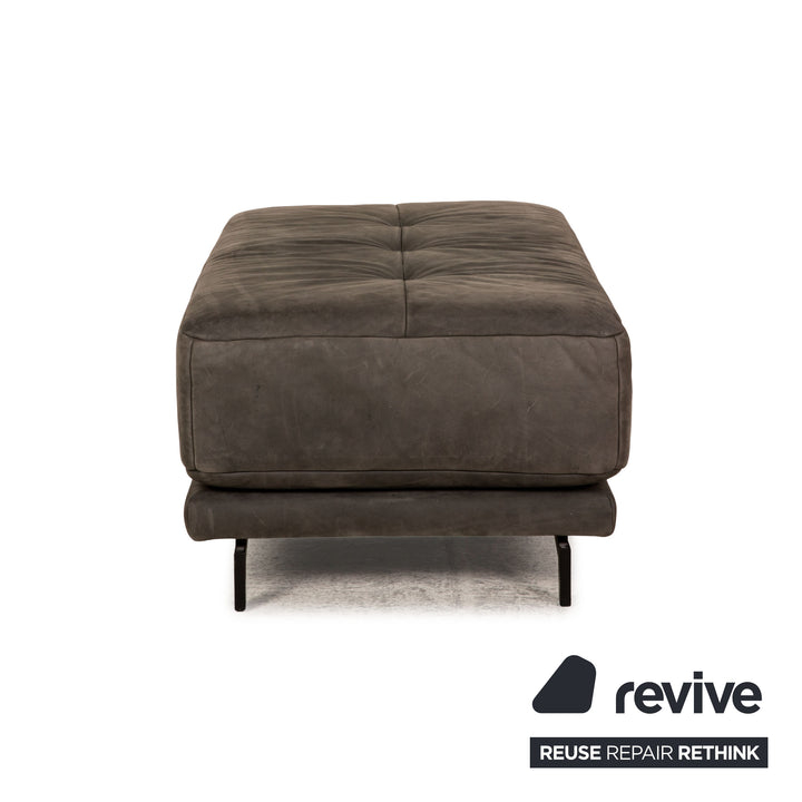 Tommy M by Machalke St. Barth Leder Sofa Garnitur Dunkelgrau Ecksofa Hocker Couch