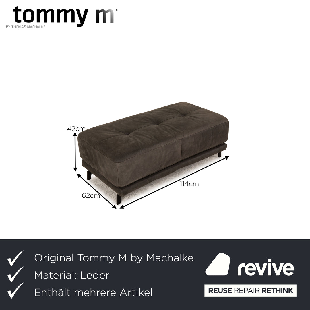 Tommy M by Machalke St. Barth Leder Sofa Garnitur Dunkelgrau Ecksofa Hocker Couch