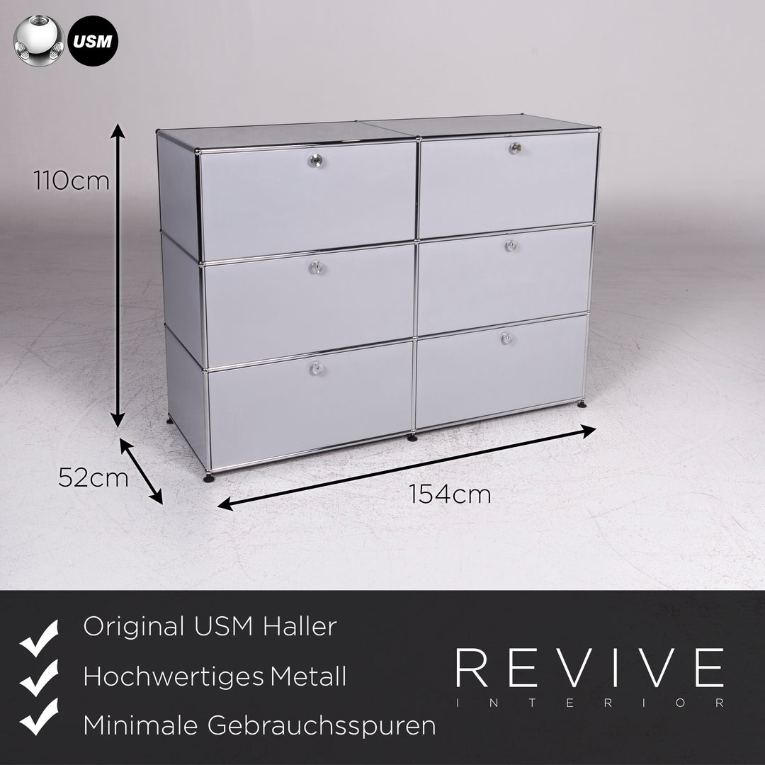 USM Haller Designer Metall Sideboard Grau Schubladen #9369