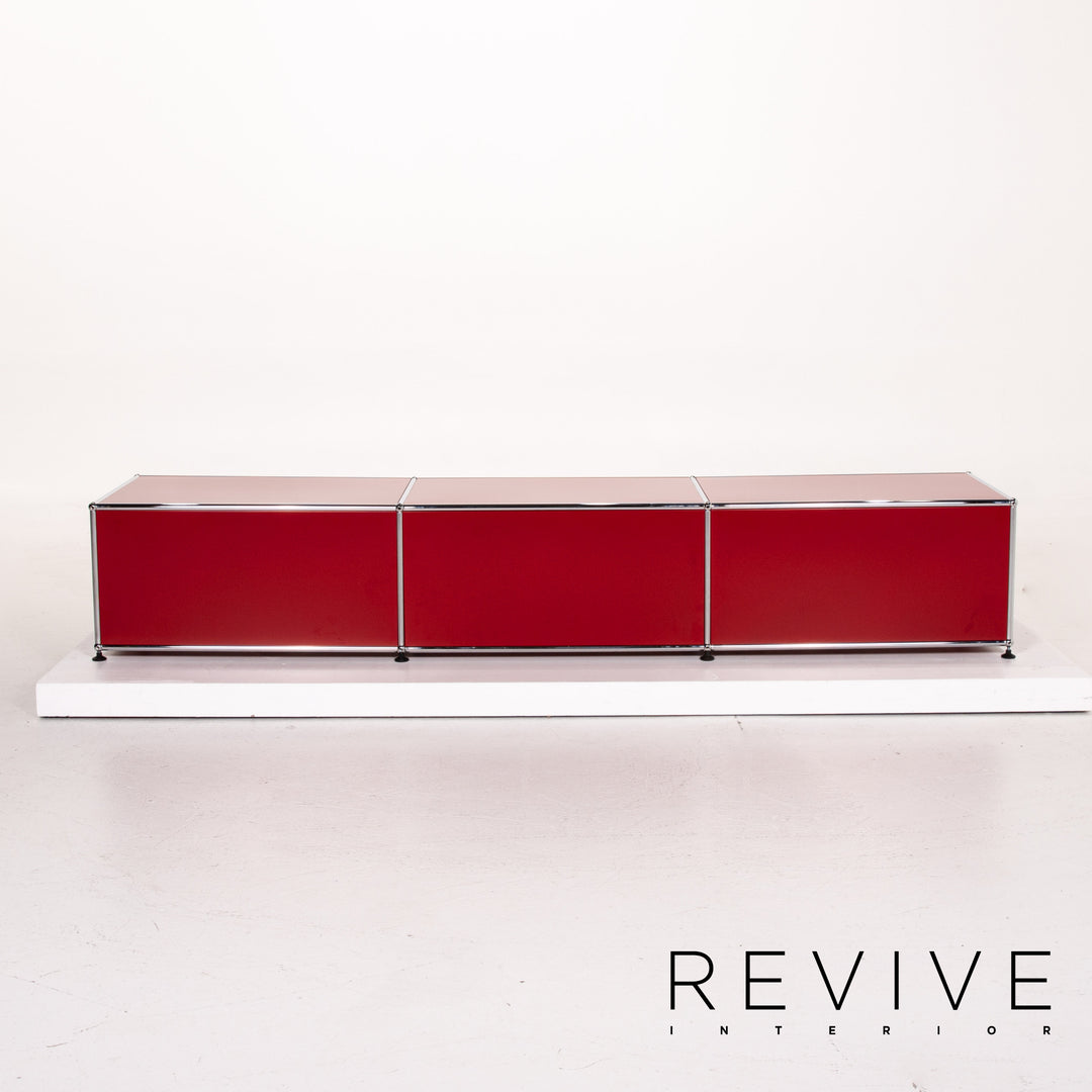 USM Haller buffet bas en métal rouge buffet TV mobilier de bureau #12536